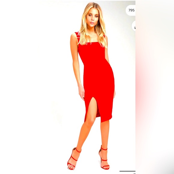 Lulus Chic Red Sleeveless Bodycon Midi Dress Size Small - Picture 1 of 12